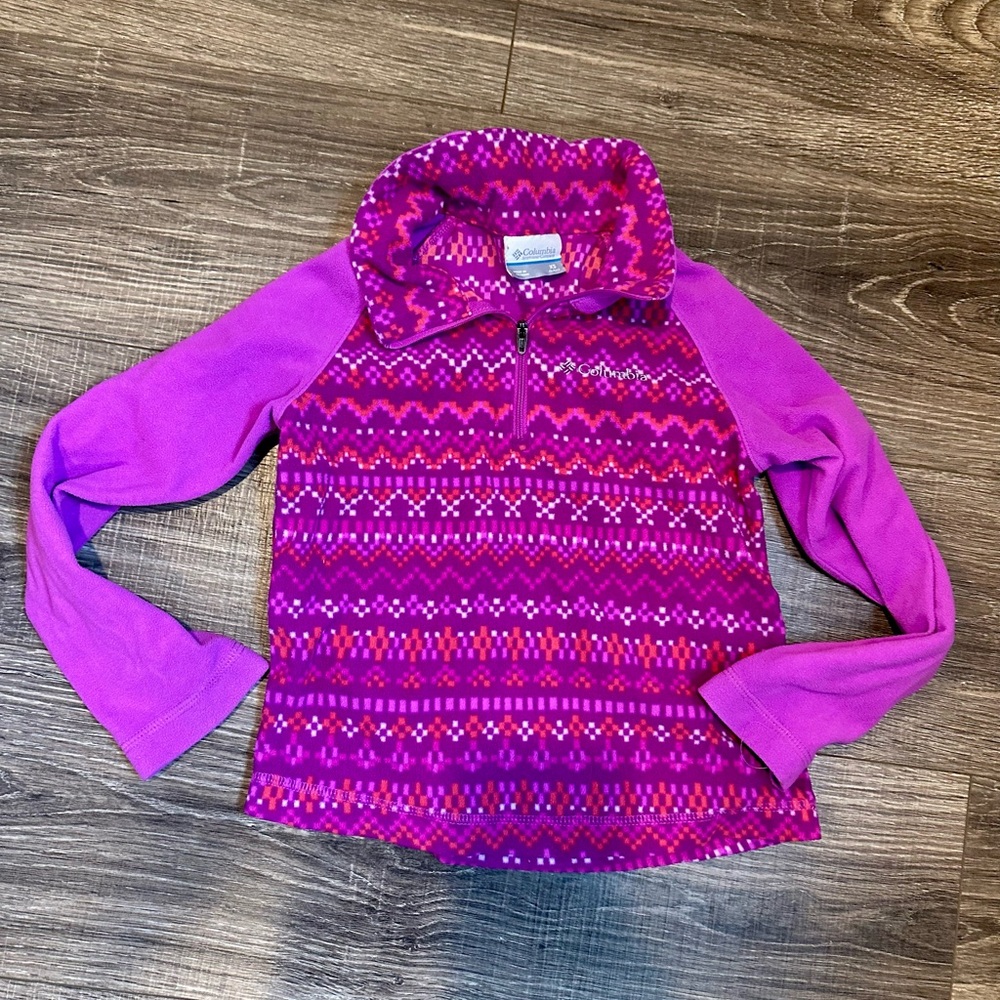 Columbia Girls XS (6) Pink and Purple Patterned Fleece